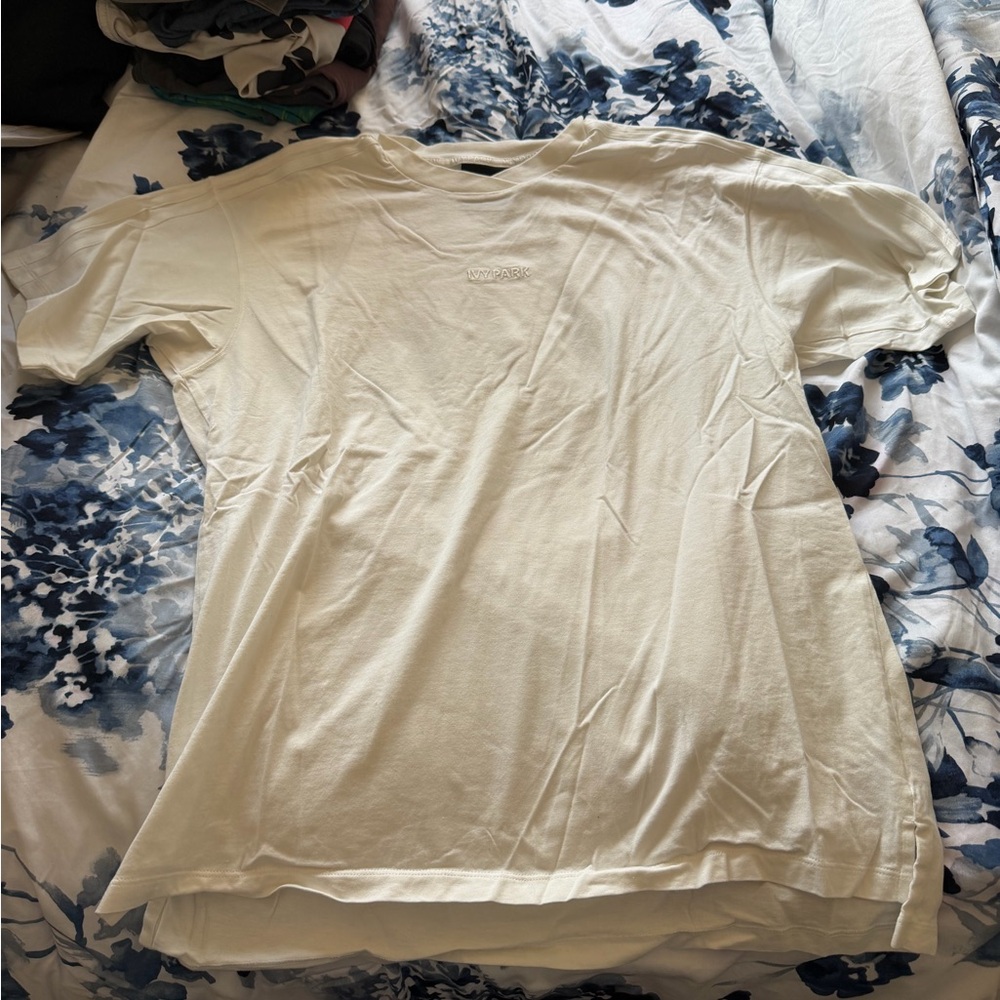 IVY PARK Cream Short Sleeve Crew Tee with Subtle Logo